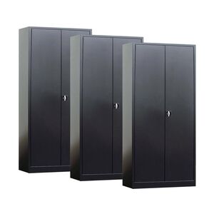 Afsluitbare Draaideurkasten Magazijnkasten 1800x800x380 Zwart - 3 Stuks Afsluitbare Draaideurkasten Magazijnkasten 1800x800x380 Zwart - 3 Stuks