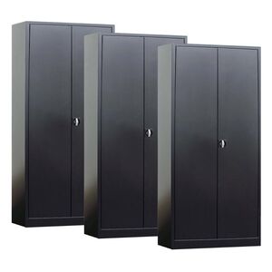 Afsluitbare Metalen Draaideurkast, Magazijnkast 1950x920x420 Zwart - 3 Stuks Afsluitbare Metalen Draaideurkast, Magazijnkast 1950x920x420 Zwart - 3 Stuks