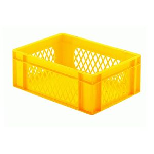 Transportkrat Euronorm plastic bak, krat TK1 400x300x145 geel Transportkrat Euronorm plastic bak, krat TK1 400x300x145 geel