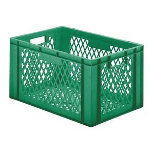 Transportkrat Euronorm plastic bak, krat TK2 600x400x320 groen Transportkrat Euronorm plastic bak, krat TK2 600x400x320 groen
