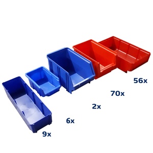 Voordeelpartij 143 diverse magazijnbakken, stapelbakken rood/blauw Voordeelpartij 143 diverse magazijnbakken, stapelbakken rood/blauw