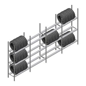 Voordeelrij bandenstelling Medium Duty 2000x4000x600 4 secties 3 niveaus Voordeelrij bandenstelling Medium Duty 2000x4000x600 4 secties 3 niveaus