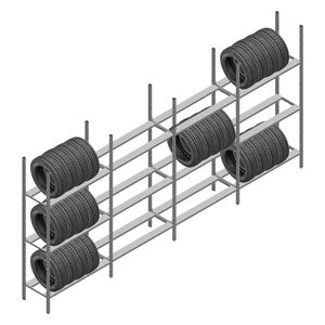Voordeelrij bandenstelling Medium Duty 2200x4000x600 4 secties 3 niveaus Voordeelrij bandenstelling Medium Duty 2200x4000x600 4 secties 3 niveaus