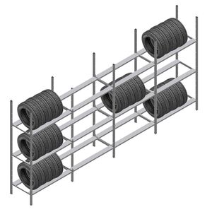 Voordeelrij bandenstelling Medium Duty 2200x4000x700 4 secties 3 niveaus Voordeelrij bandenstelling Medium Duty 2200x4000x700 4 secties 3 niveaus