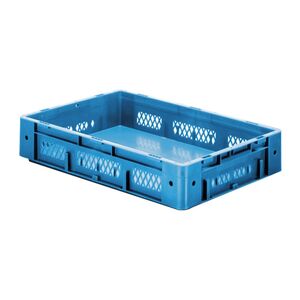 Zware transportkrat Euronorm plastic bak, krat VTK1 600x400x120 blauw Zware transportkrat Euronorm plastic bak, krat VTK1 600x400x120 blauw