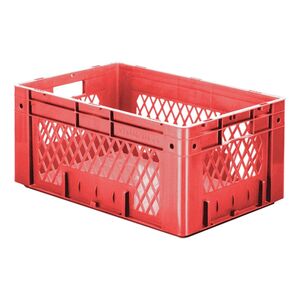 Zware transportkrat Euronorm plastic bak, krat VTK1 600x400x270 rood Zware transportkrat Euronorm plastic bak, krat VTK1 600x400x270 rood