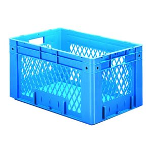 Zware transportkrat Euronorm plastic bak, krat VTK1 600x400x320 blauw Zware transportkrat Euronorm plastic bak, krat VTK1 600x400x320 blauw