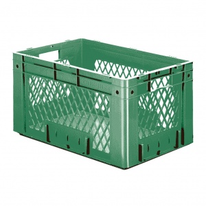 Zware transportkrat Euronorm plastic bak, krat VTK1 600x400x320 groen Zware transportkrat Euronorm plastic bak, krat VTK1 600x400x320 groen