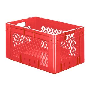 Zware transportkrat Euronorm plastic bak, krat VTK1 600x400x320 rood Zware transportkrat Euronorm plastic bak, krat VTK1 600x400x320 rood