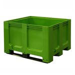 Palletbox blokpalletformaat 1200x1000x760 op 3 sleeplatten groen
