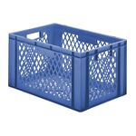 Transportkrat Euronorm plastic bak, krat TK2 600x400x320 blauw