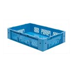 Zware transportkrat Euronorm plastic bak, krat VTK1 600x400x145 blauw